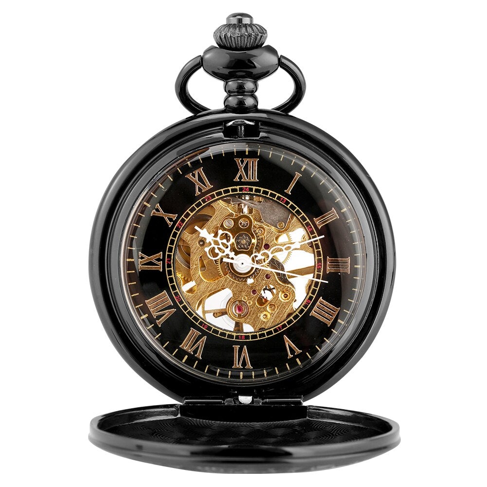 Black skeleton pocket online watch