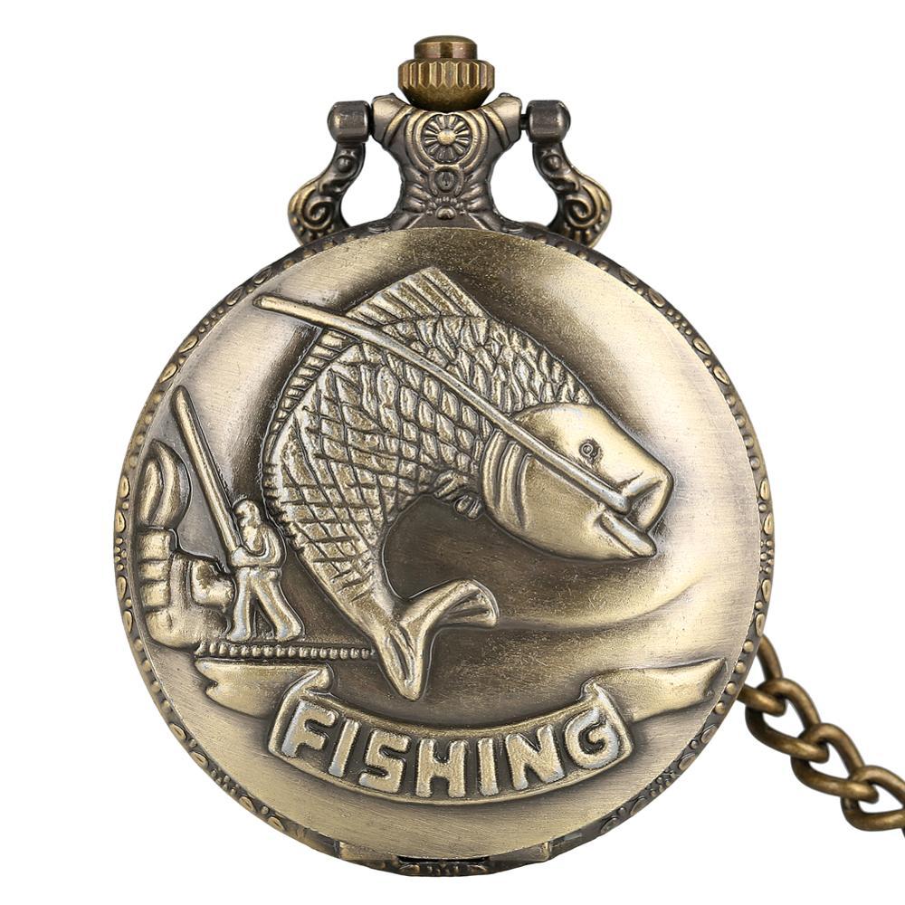 Fishing Pocket Watch  Vintage Pocket Watch