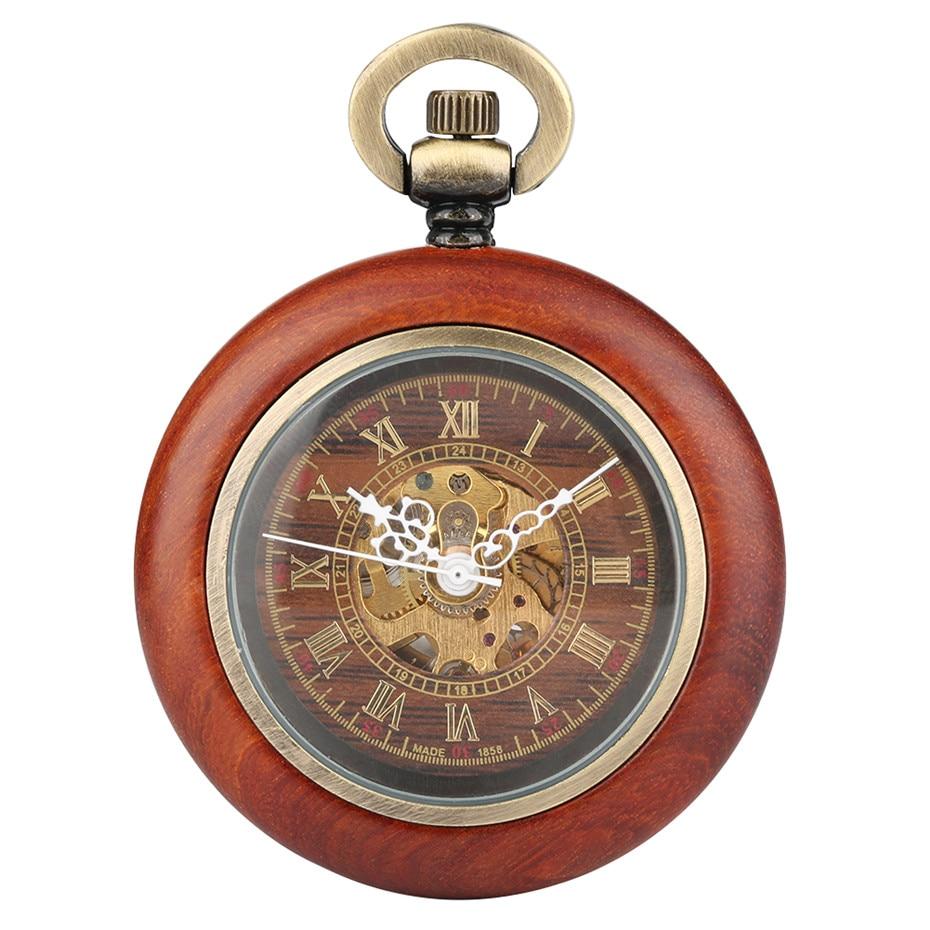 Mechanical Pocket Watch Wooden Vintage Pocket Watch