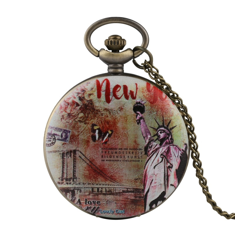 Statue of liberty pocket watch sale