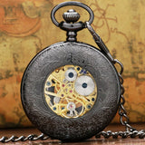 Black Vintage Mechanical Pocket Watch