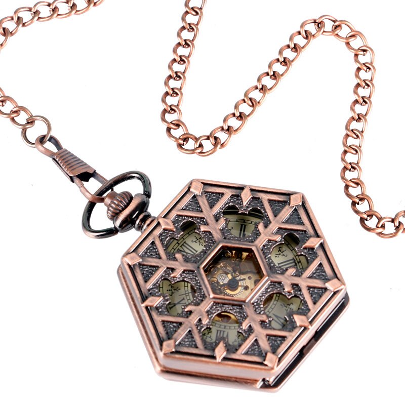 Mechanical Pocket Watch Hexagon Copper | Vintage Pocket Watch