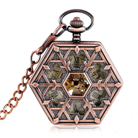 Mechanical Pocket Watch Hexagon Copper