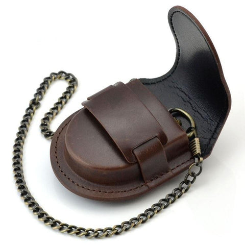 Pocket Watch Leather Belt Case