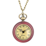 Pocket Watch Necklace Quartz Wooden