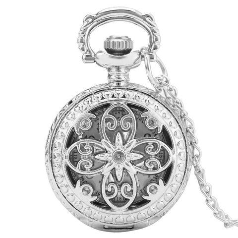 Silver Flower Pocket Watch