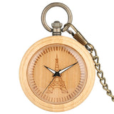 Wooden Pocket Watch Eiffel Tower