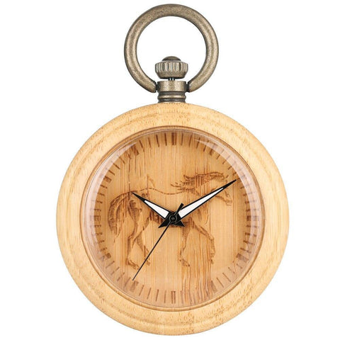 Wooden Pocket Watch Horse