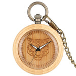 Wooden Pocket Watch Tiger